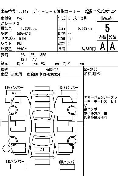 NISSAN MARCH 2021 - Аукционный лист
